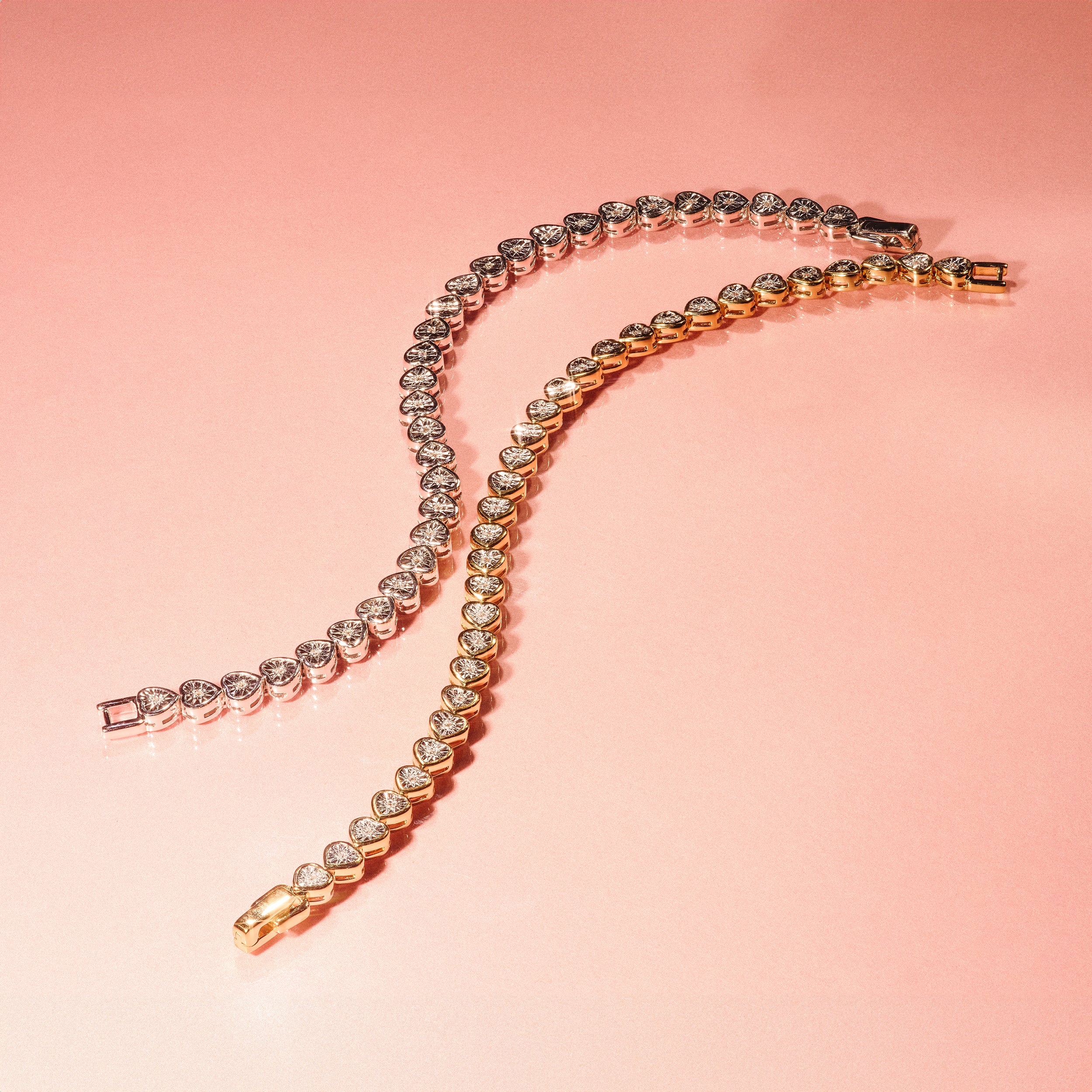 Heart Tennis Bracelet Lab Diamond 0.15ct in 18K Gold Vermeil